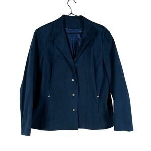 Vintage Ultrasuede Blue Suede Leather Button Up Jacket Lined Pockets USA Medium